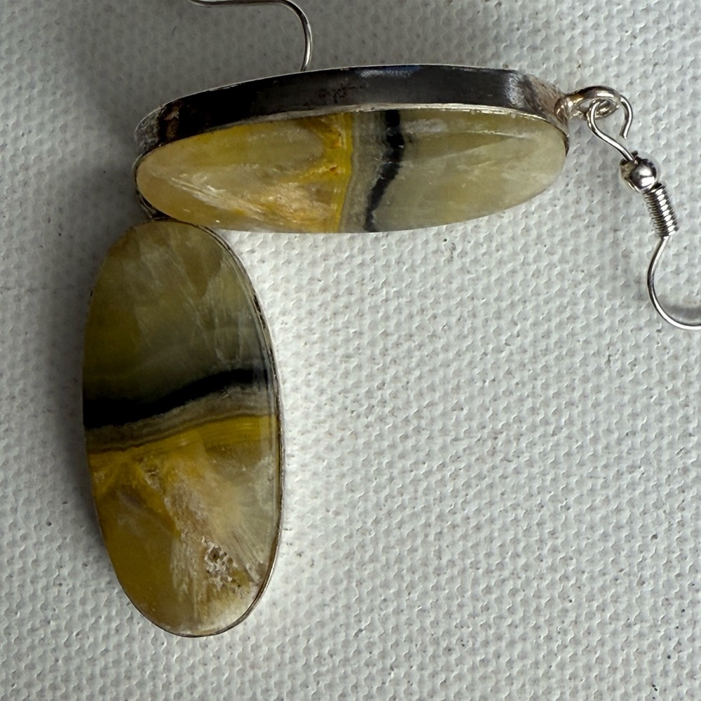 Bumblebee Jasper Dangle Oval Earrings - image 6